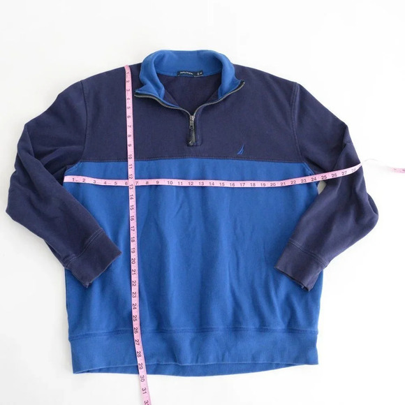 Vintage Y2K 90's Nautica Blue  Half Zip Sweater ~2XLarge - Picture 4 of 11